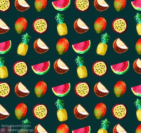 fruit exotique illustration dessin lille freelance motif fruits tropical